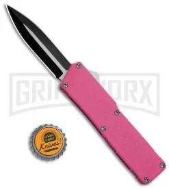 Lightning Pink D/A OTF Automatic Knife - Dagger Two-Tone -Knives Sale Online Shop Lightning Pink DA OTF Auto TT Dagger GX 31867 jr bottlecap large