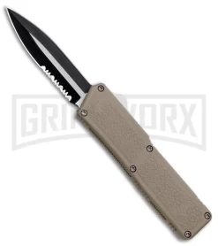 Lightning Tan D/A OTF Automatic Knife - Two-Tone Dagger Serr