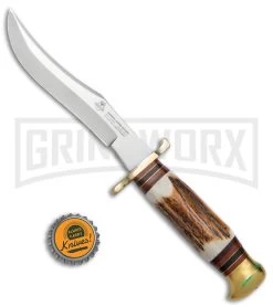 Linder Siberian Skinner Brown/White Fixed Blade Knife - Polished Plain -Knives Sale Online Shop Linder Siberian Skinner Fixed Blade Polished BHQ 144612 jr bottlecap large
