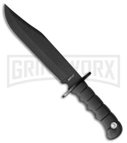 M-Tech Shar-Pei Bowie Black Fixed Blade Knife - Black Plain