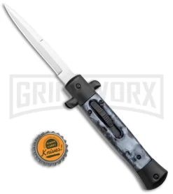 Mago 9" Black Smoke Abyss Italian Stiletto OTF Automatic Knife - Black Bolsters -Knives Sale Online Shop Mago 9in Black Smoke Abyss Italian Stiletto OTF Black Bolsters Satin GX 36248 jr bottlecap large