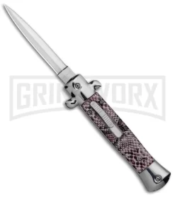 Mago 9" Diamondback Italian Stiletto OTF Automatic Knife - Satin Plain