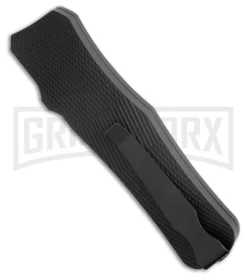 Mantis Auto Black Aluminum OTF Knife Drop Point - Satin Plain -Knives Sale Online Shop Mantis Auto OTF Drop Point Black BHQ 184440 side kc large