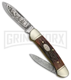 Marble's Canoe Brown Stag Antler Pocket Knife