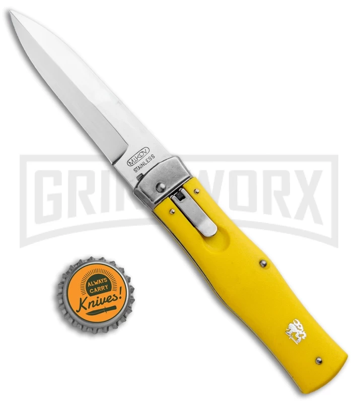 Mikov 241 Predator ABS Yellow Automatic Lever Lock Knife - Polish Plain 4 Mikov 241 Predator ABS Yellow Automatic Lever Lock Knife - Polish Plain - Image 4