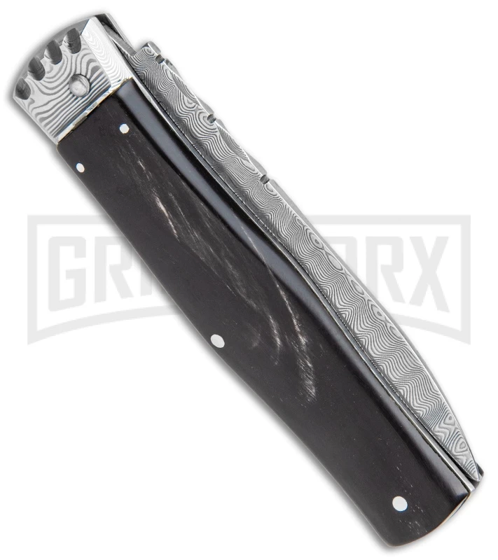 Mikov Panther Buffalo Horn Automatic Lever Lock Knife Damascus Bayonet 3 Mikov Panther Buffalo Horn Automatic Lever Lock Knife Damascus Bayonet - Image 3