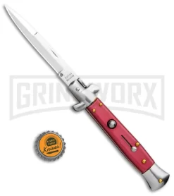 Milano Italian Style Stiletto Red Automatic Knife - Bayonet -Knives Sale Online Shop Milano Italian Style Red Auto Bayo GBS 013RD GX 34291 jr bottlecap large
