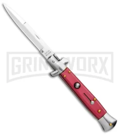 Milano Italian Style Stiletto Red Automatic Knife - Bayonet