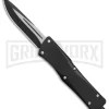 Night Bird D/A OTF Automatic Knife Smooth Black Handle - Black Plain