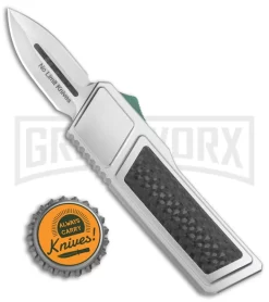 No Limit Knives Akuma OTF Automatic Knife Silver Green Hardware - Satin Plain -Knives Sale Online Shop No Limit Knives Akuma OTF Auto Silver Green Hardware Satin Plain GX 35284 jr bottlecap large