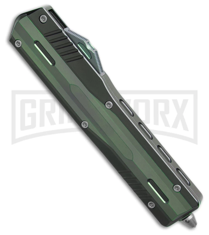 No Limit Night Stalker II Green D/E OTF Automatic Knife - Satin Plain M390 2 No Limit Night Stalker II Green D/E OTF Automatic Knife - Satin Plain M390 - Image 2
