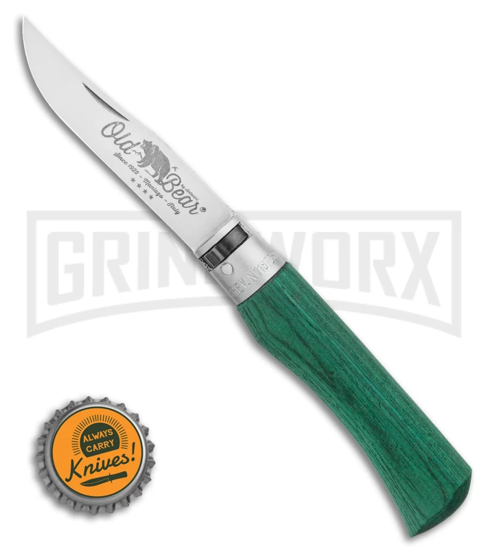 Antonini Old Bear Classical Large Green Wood Folding Knife - Satin Plain 3 Antonini Old Bear Classical Large Green Wood Folding Knife - Satin Plain - Image 3
