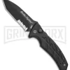 Ontario XM Strike Fighter 2-S Black Aluminum Automatic Knife - Black Serr