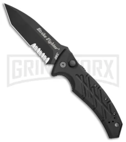 Knives Sale Online Shop 34 Ontario XM Strike Fighter 2-S Black Aluminum Automatic Knife - Black Serr