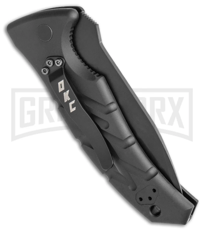 Ontario XM Strike Fighter 2-S Black Aluminum Automatic Knife - Black Serr 3 Ontario XM Strike Fighter 2-S Black Aluminum Automatic Knife - Black Serr - Image 3