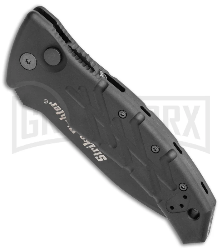Ontario XM Strike Fighter 2-S Black Aluminum Automatic Knife - Black Serr 2 Ontario XM Strike Fighter 2-S Black Aluminum Automatic Knife - Black Serr - Image 2