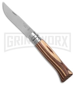 Opinel Knives No. 8 Laminated Brown Birchwood Folding Knife - Stainless Steel