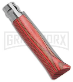 Opinel Knives No. 8 Laminated Red Birchwood Folding Knife - Stainless Steel -Knives Sale Online Shop Opinel Knives No. 8 Folding Knife Laminated Red Birchwood 3in Satin BHQ 187058 td side large