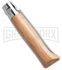 Opinel Knives No. 8 Oak Folding Knife - Stainless Steel -Knives Sale Online Shop Opinel Knives No. 8 Stainless Steel Knife Oak 3in Satin BHQ 20448 td side large