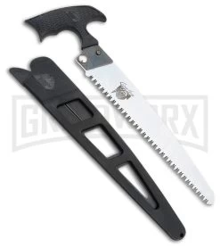 Outdoor Edge Griz-Saw Black TPR Fixed Blade Knife - Satin Serr