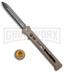 Paragon Estiletto Dark Earth Bolt Automatic OTF Knife - Black Spear Point -Knives Sale Online Shop Paragon Estiletto SP OTF Auto Black Lightning Bolt Dark Earth Black BHQ 137456 jr bottlecap large