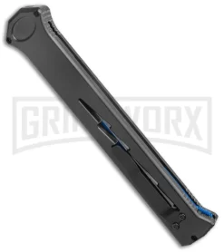Paragon Estiletto Black Bolt Automatic OTF Knife - Blue Tanto -Knives Sale Online Shop Paragon Estiletto Tanto OTF Auto Black Lightning Bolt Blue Serr EST T LB B CBLU BHQ 103600 jr side large
