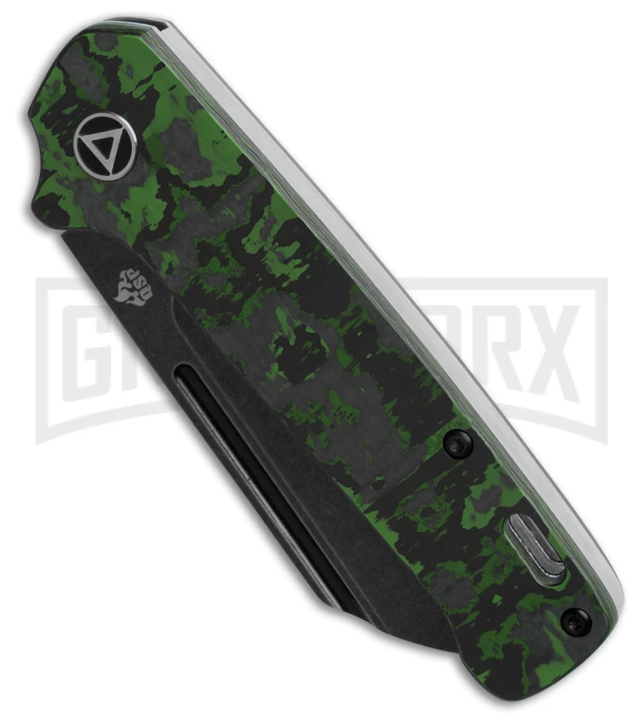 QSP Penguin Black/Green Fat Carbon Slip Joint Knife - Black Stonewash Plain 2 QSP Penguin Black/Green Fat Carbon Slip Joint Knife - Black Stonewash Plain - Image 2