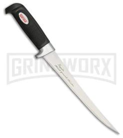 Rapala X-Large Piranha Fillet Black Rubber Fixed Blade Knife - Satin Plain