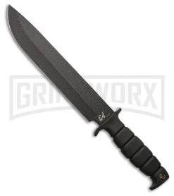 Renegade Tactical Steel G4 Survivor Black Rubber Fixed Blade Knife - Black Plain