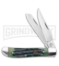 Roper Knives Trapper Green Jigged Bone Pocket Knife