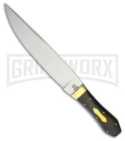 Rough Rider Coffin Bowie Black Micarta Fixed Blade Knife - Satin Plain