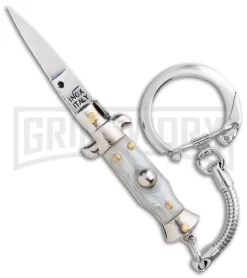SKM 2.75" Italian Stiletto Keychain Gray Automatic Knife