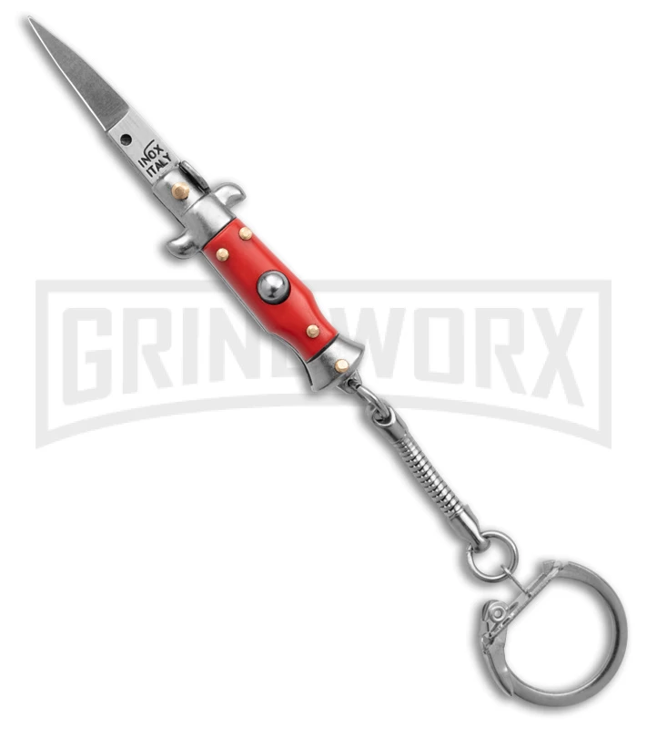 SKM 2.75" Italian Stilletto Keychain Red Automatic Knife 1 SKM 2.75" Italian Stilletto Keychain Red Automatic Knife