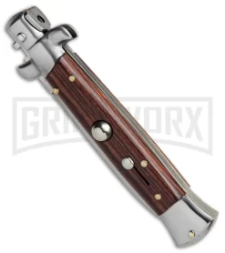 SKM 8" Italian Stiletto Cocobolo Wood Automatic Knife - Satin Dagger -Knives Sale Online Shop SKM 8in Italian Stiletto cocobolo wood satin dagger BP 22714 er spine large