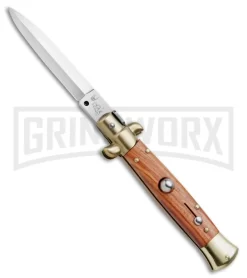 SKM/AB 8" Italian Stiletto Rosewood Automatic Knife - Dagger Satin