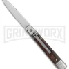 SKM 7.75" Slimline Cocobolo Leverlock Automatic Knife- Satin Swedge