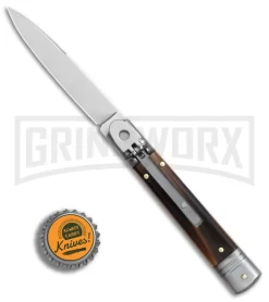 SKM 7.75" Slimline Brazilian Lever Lock Automatic Knife- Satin Swedge 7 SKM 7.75" Slimline Brazilian Lever Lock Automatic Knife- Satin Swedge -Knives Sale Online Shop SKM Slimline leverlock brazilian horn satin BHQ 81881 er bottlecap large