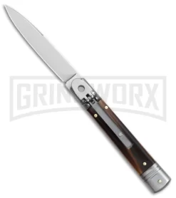 SKM 7.75" Slimline Brazilian Lever Lock Automatic Knife- Satin Swedge