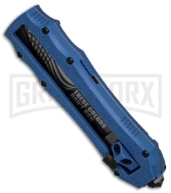 Schrade SCHOTFBL Blue OTF Spring Assisted Knife - Gray 4TH18 -Knives Sale Online Shop Schrade OTF Blue Gray BHQ 84391 er spine large