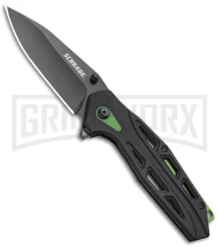 Schrade SCH U.G. Green/Black Folding Knife - Black Plain 1100044