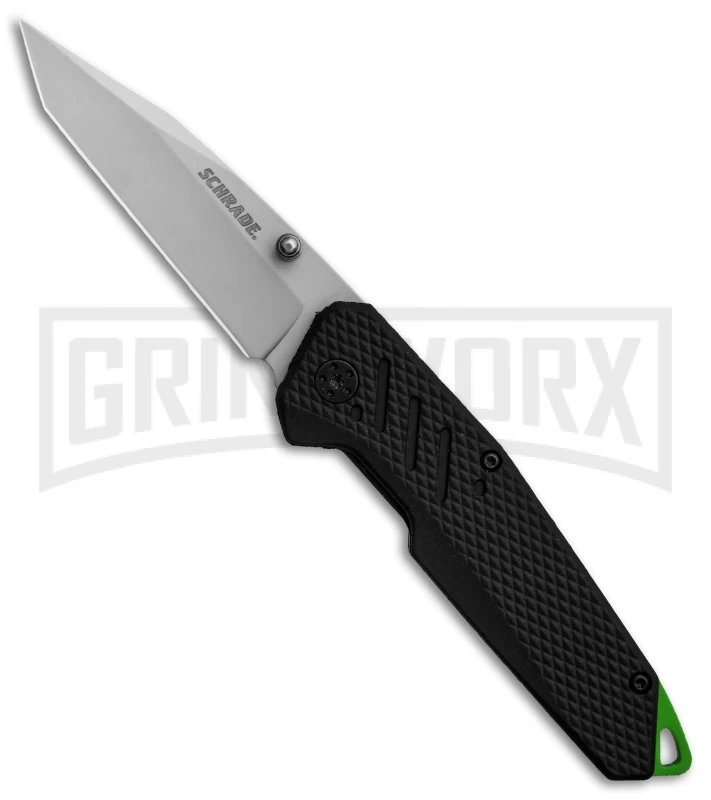 Schrade 1084293 Tanto Liner Lock Black Rubber Folding Knife - Bead Blast 1 Schrade 1084293 Tanto Liner Lock Black Rubber Folding Knife - Bead Blast