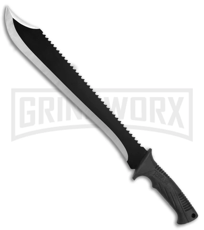 Schrade SCMACH2CP Clip Point Machete Sawback - Black Plain 1 Schrade SCMACH2CP Clip Point Machete Sawback - Black Plain
