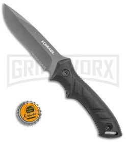 Schrade SCHF31S Black TPE Fixed Blade Knife - Gray Serr -Knives Sale Online Shop Schrade full tang black TPE gray serr SCHF31S BHQ 62023 er size large