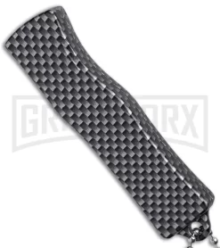 Skull Mini Dog Tag Gray Black Carbon Fiber D/A OTF Automatic Knife - Satin Plain -Knives Sale Online Shop Skull Mini Dog Tag CF DA Auto Satin BHQ 175039 jr sside large