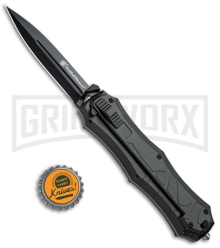 Smith & Wesson Spring Assisted Finger Actuator Spear Point OTF Knife - Black 4 Smith & Wesson Spring Assisted Finger Actuator Spear Point OTF Knife - Black - Image 4