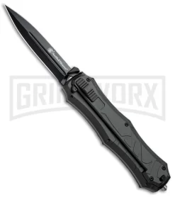 Smith & Wesson Spring Assisted Finger Actuator Spear Point OTF Knife - Black