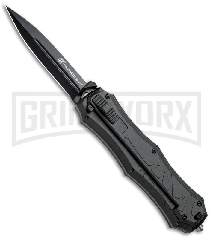Smith & Wesson Spring Assisted Finger Actuator Spear Point OTF Knife - Black 1 Smith & Wesson Spring Assisted Finger Actuator Spear Point OTF Knife - Black