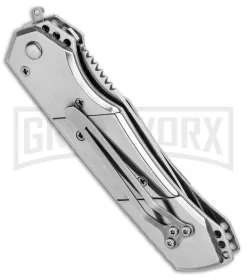 Super Knife Croc Automatic Knife Stainless Steel W/ Green Inlay - Satin Serr -Knives Sale Online Shop Super Knife Croc Auto SS Green Inlay Satin Serr GA303MGRN GX 33500 jr side large