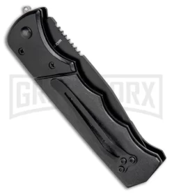 Super Knife Dingo Black Wood Automatic Knife - Black Serr -Knives Sale Online Shop Super Knife Dingo Black Wood Automatic Knife Black Serrated GX 33705 ns side large