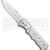 Super Knife Dingo Silver Holes Marble Acrylic Automatic Knife - Satin Serr